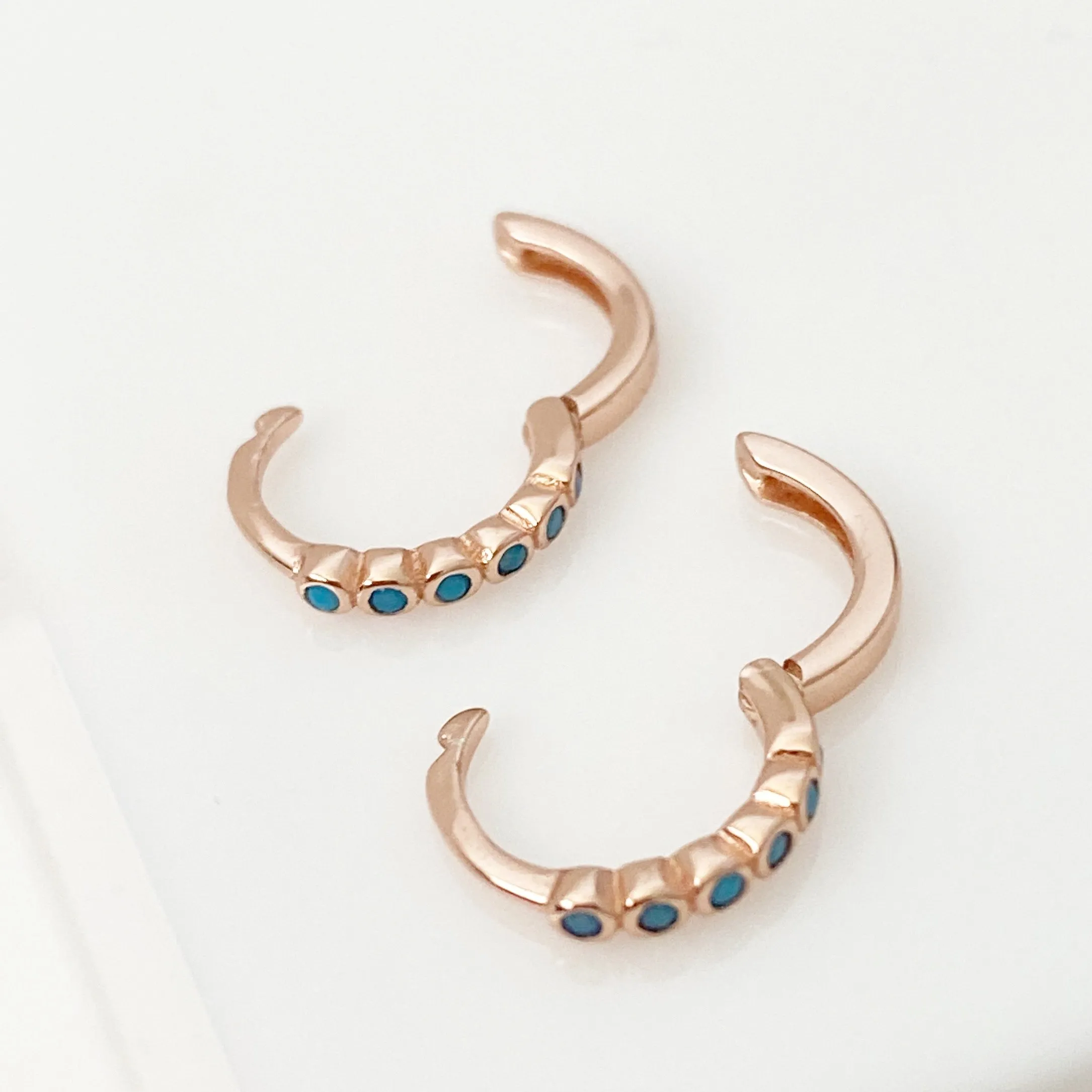 Shai Turquoise Rose Gold Huggie Earrings