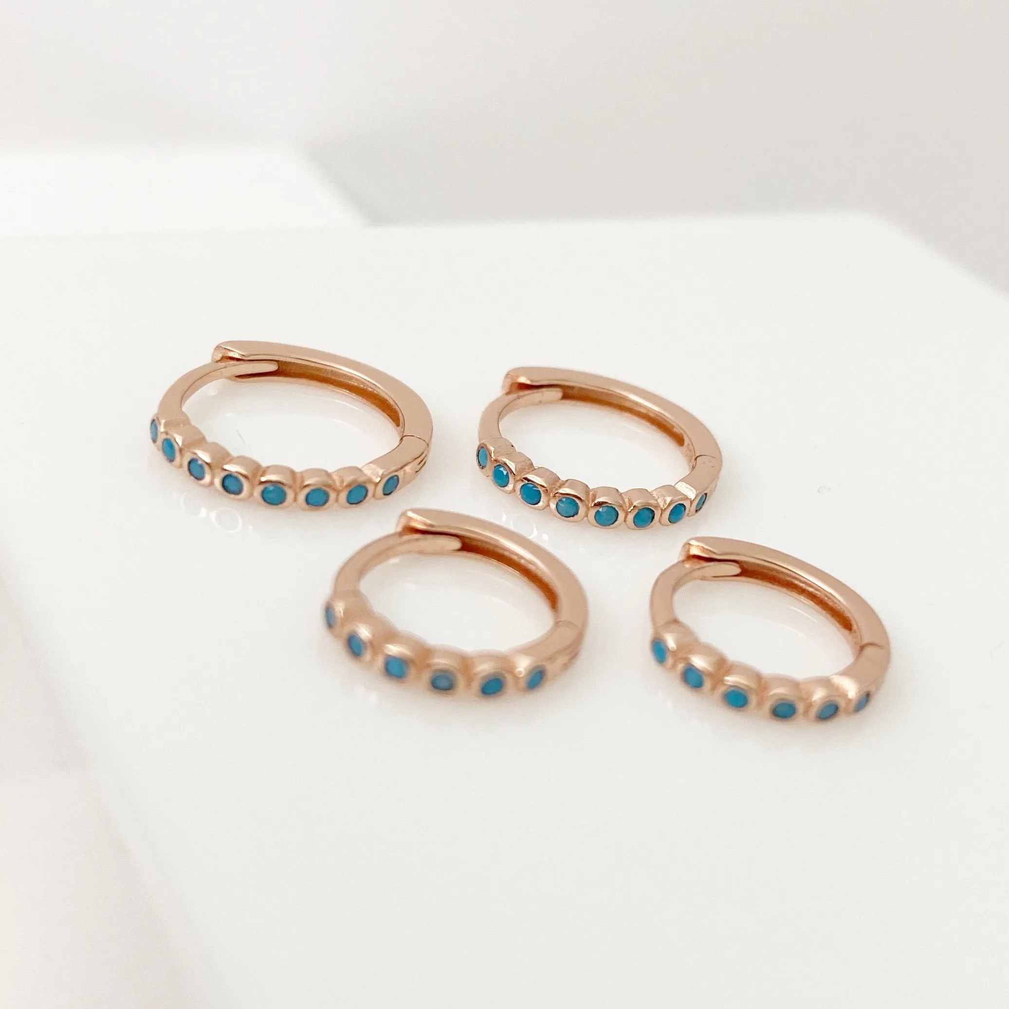 Shai Turquoise Rose Gold Huggie Earrings