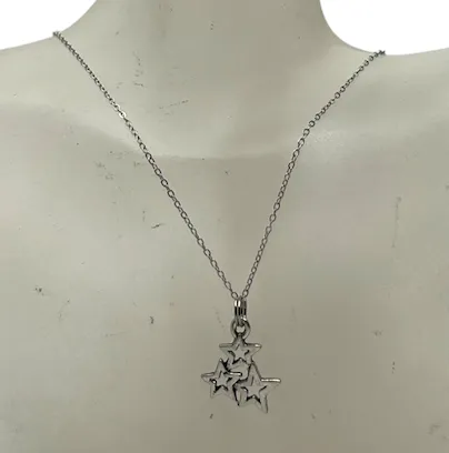 Silver Dangling Stars Earrings and Necklace Set: A Sparkling Statement Piece for Any Occasion