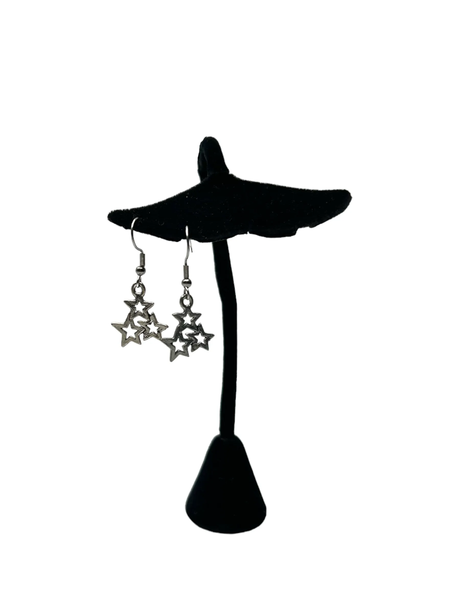 Silver Dangling Stars Earrings and Necklace Set: A Sparkling Statement Piece for Any Occasion