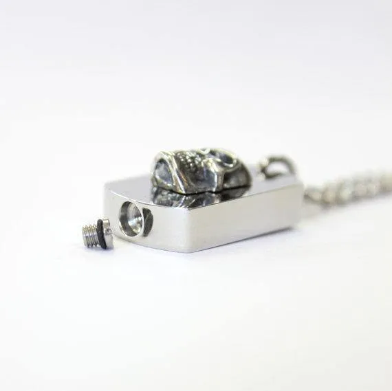 Silver Skull Necklace Cremation Urn