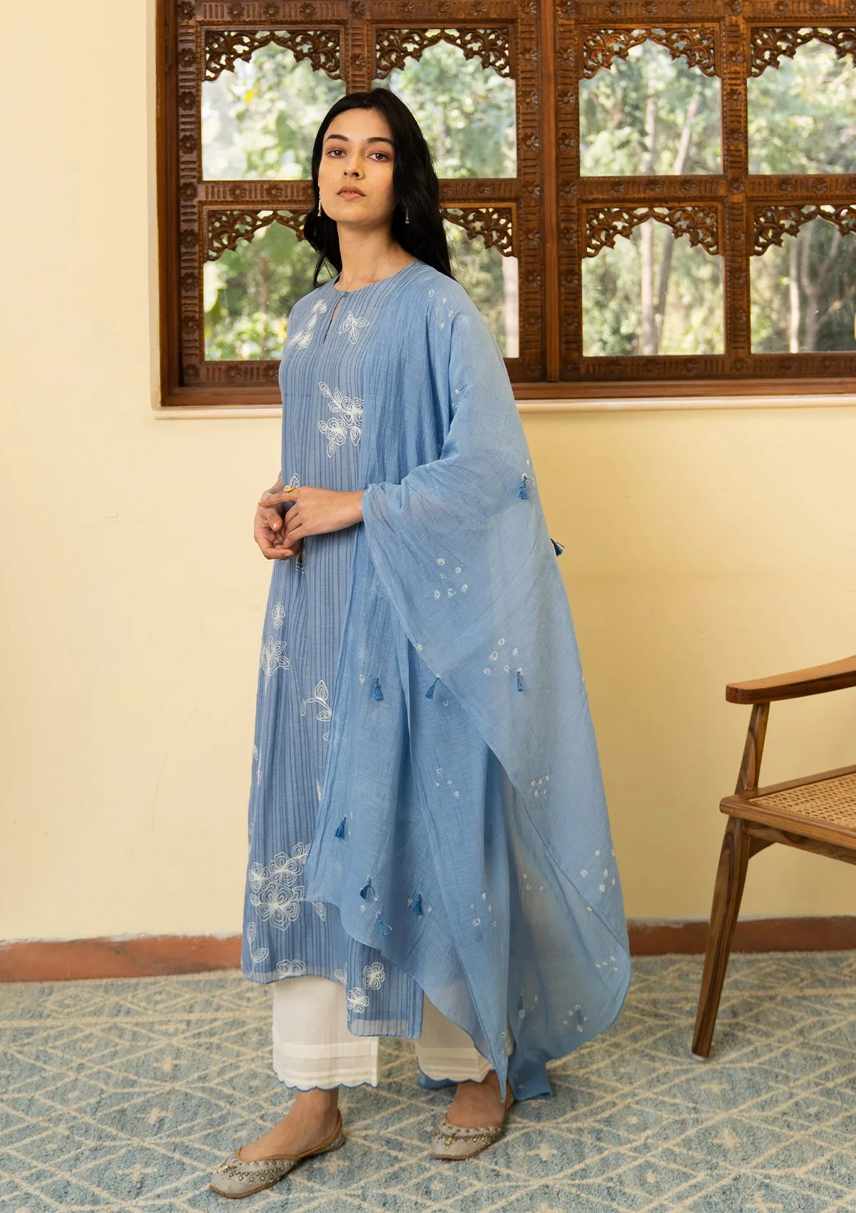 Sky Aari Embroidered Kurta Set