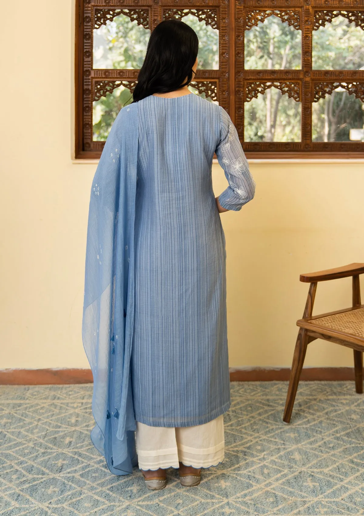 Sky Aari Embroidered Kurta Set