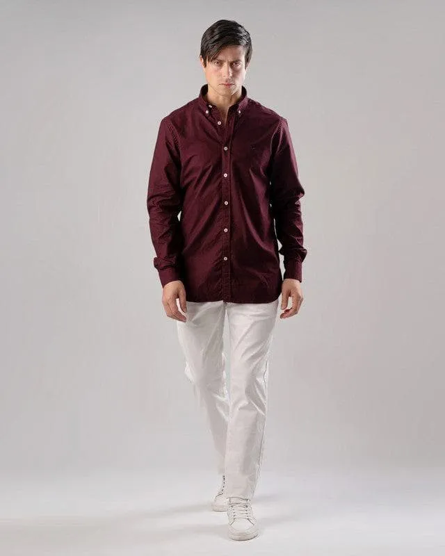 SLIM-FIT OXFORD SHIRT  - WINE