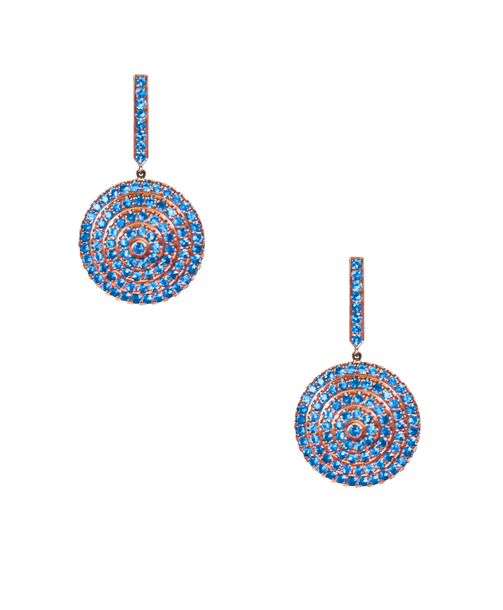 Soleil Rose Gold Earrings with Blue Sapphire