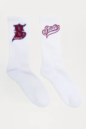 State Sports Socks 2 Pack - White/combo