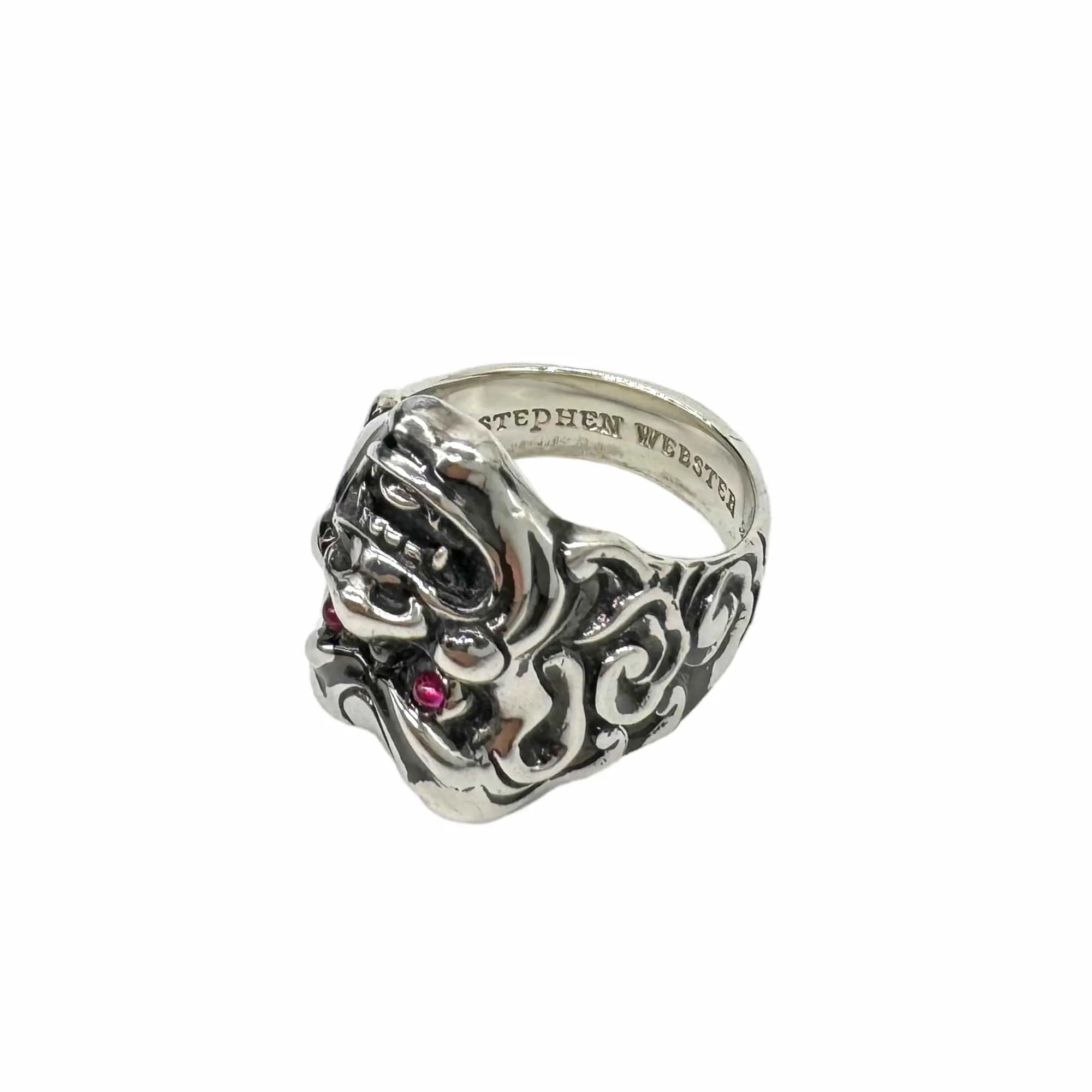 STEPHEN WEBSTER Sterling Silver Japanese Warrior Mask Ring