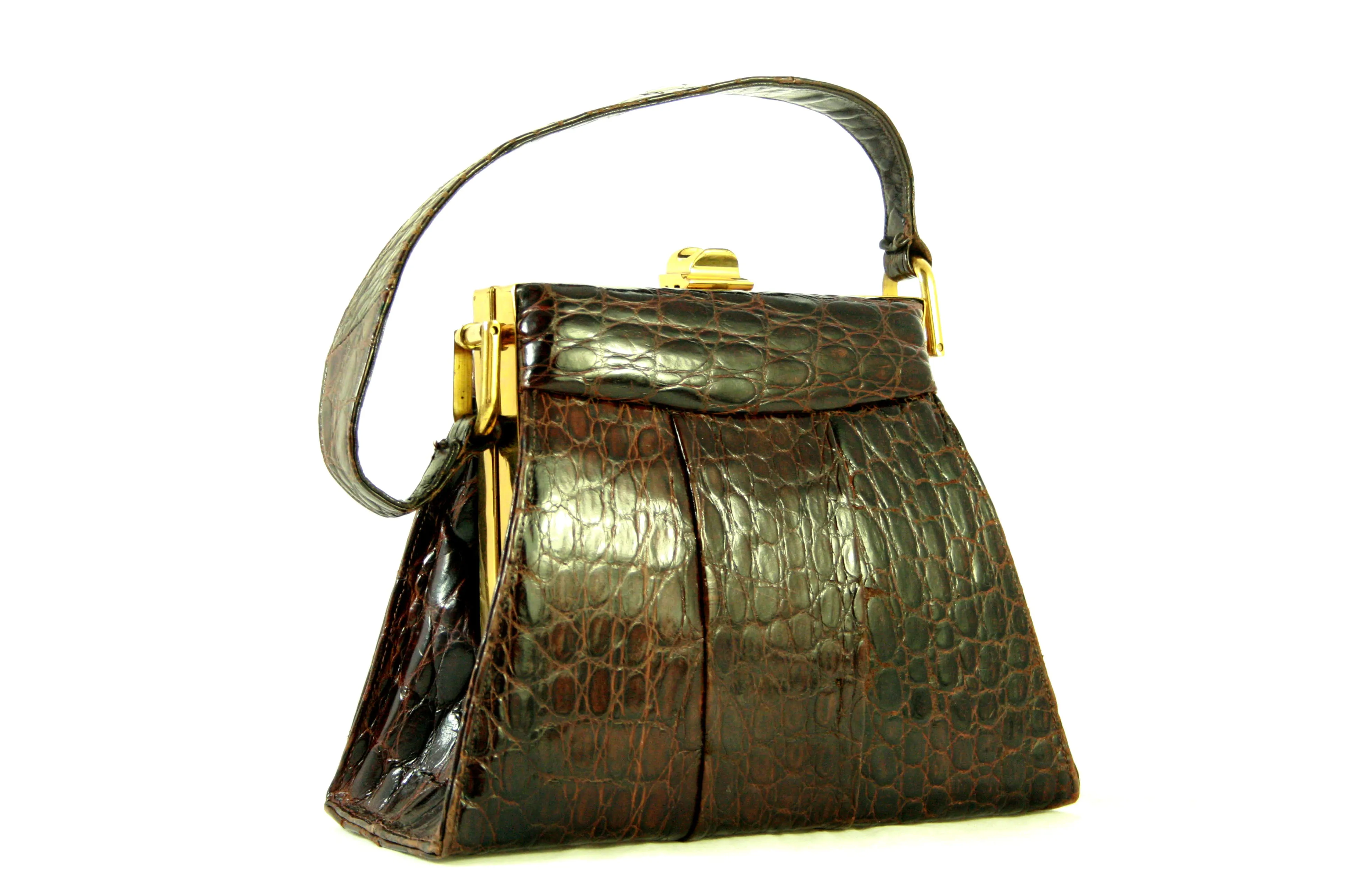 STYLED BY CALIF. ALLIGATOR CO. alligator skin handbag