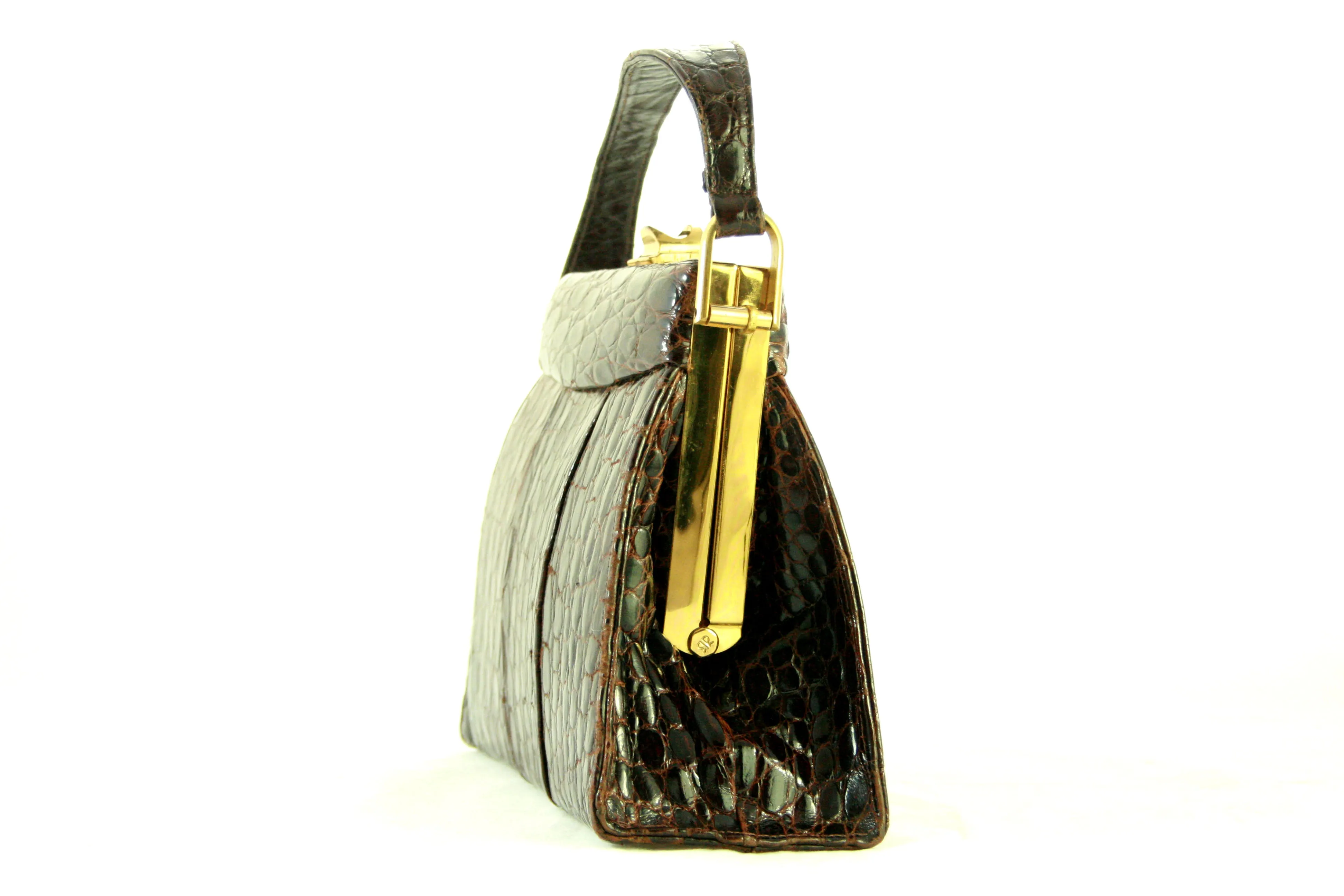 STYLED BY CALIF. ALLIGATOR CO. alligator skin handbag