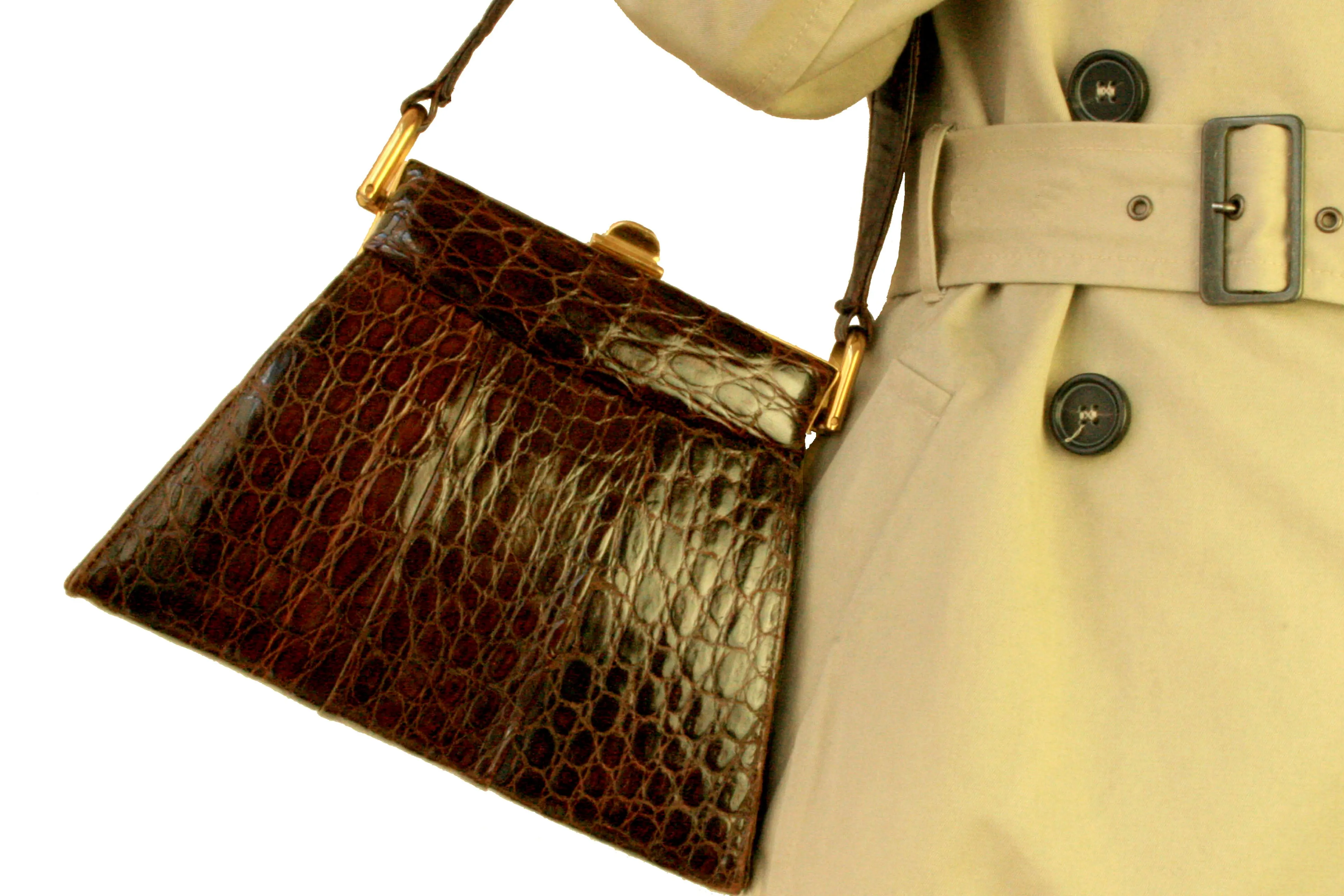 STYLED BY CALIF. ALLIGATOR CO. alligator skin handbag