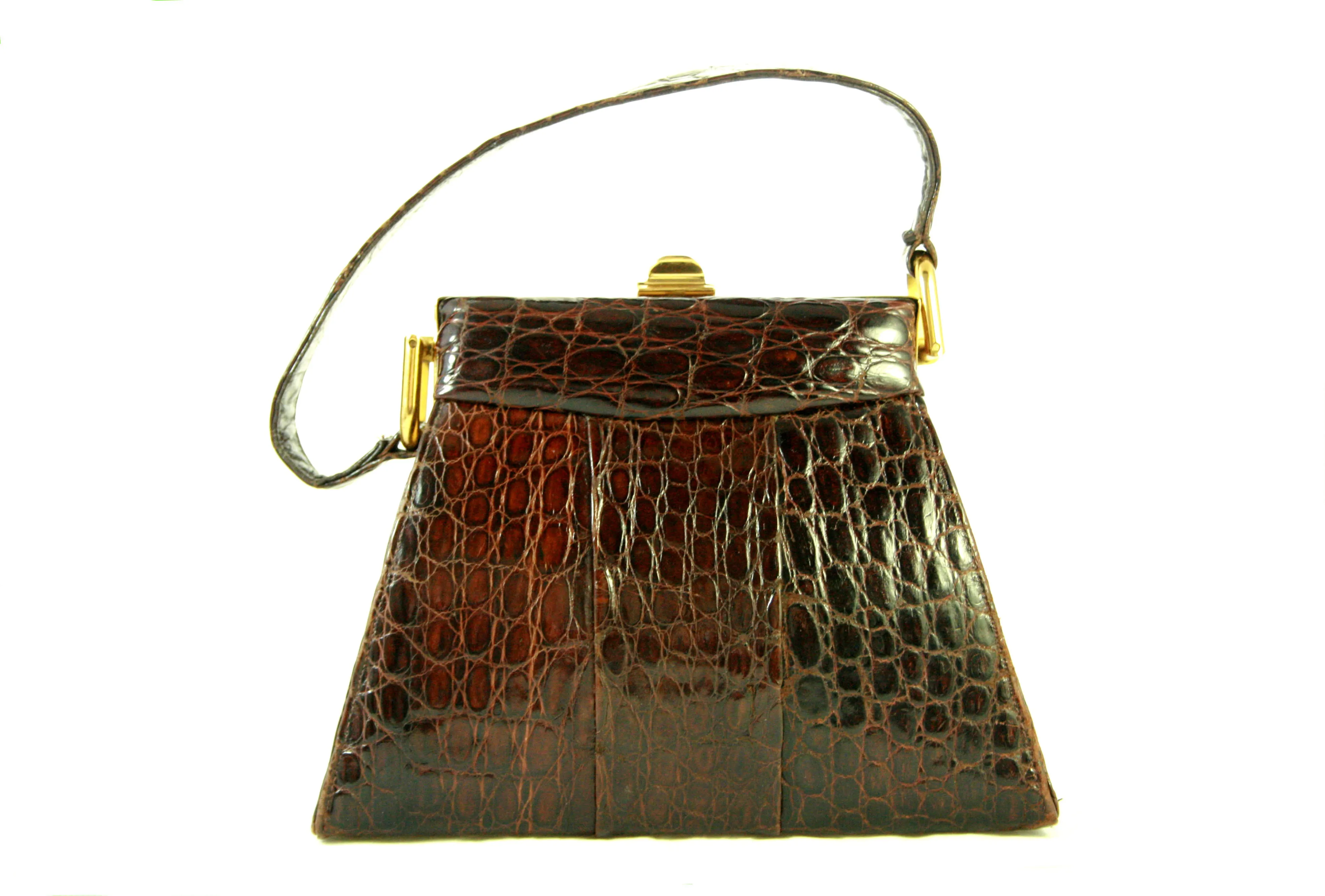 STYLED BY CALIF. ALLIGATOR CO. alligator skin handbag