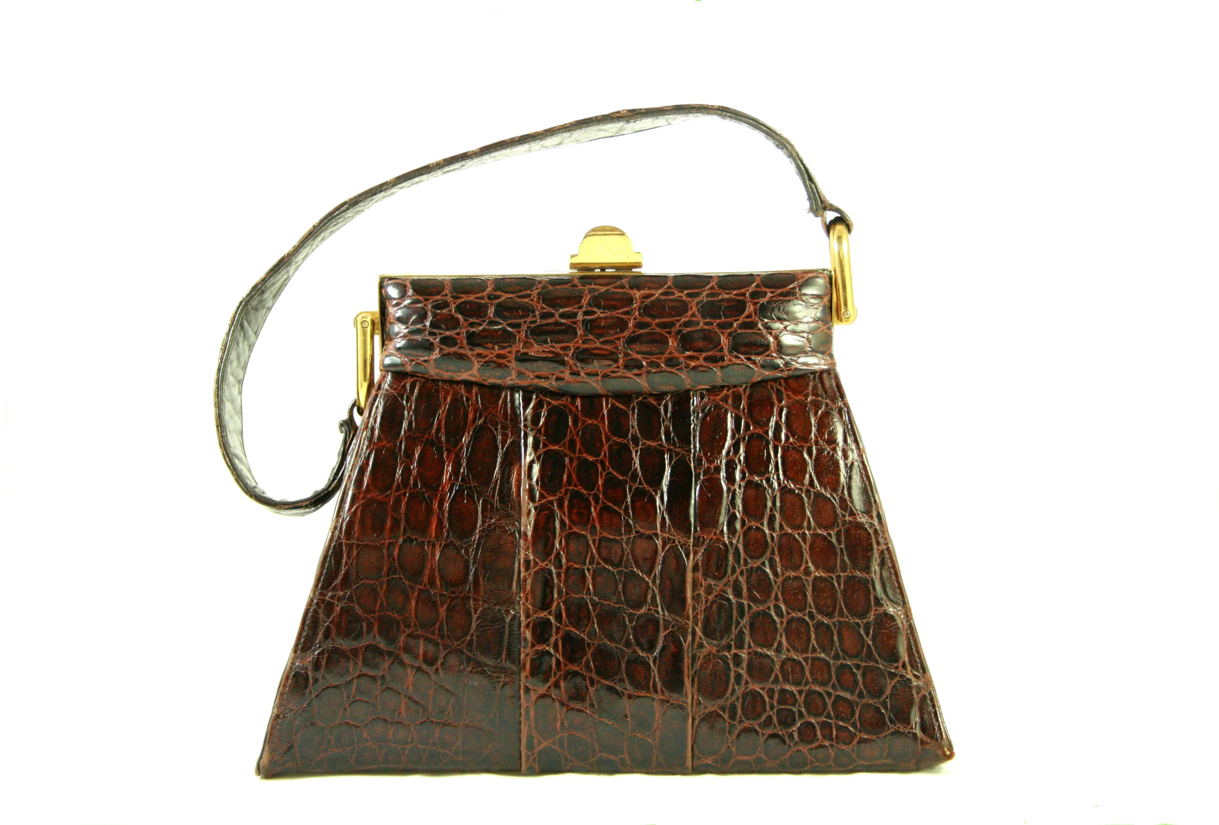 STYLED BY CALIF. ALLIGATOR CO. alligator skin handbag