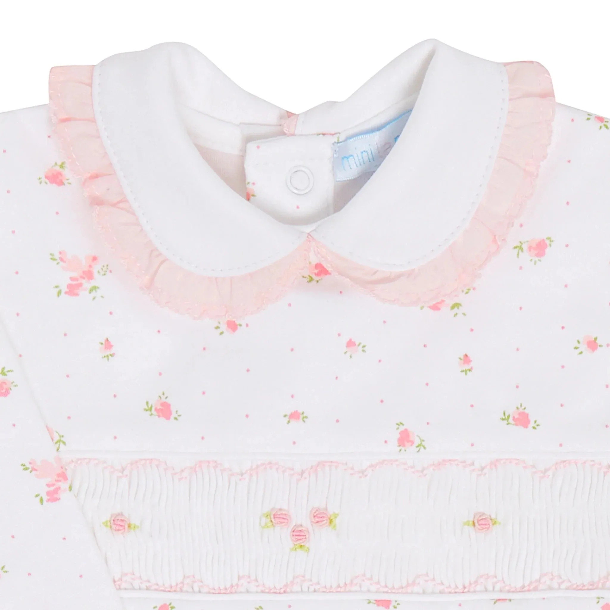 Sweet Rose Smocked Footsie - mini-la-mode