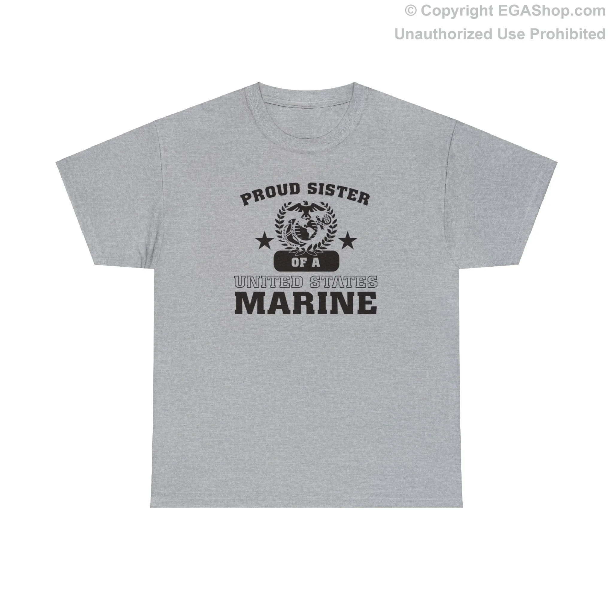 T-Shirt: Proud Sister of a Marine (Varsity Style, Color Choices)