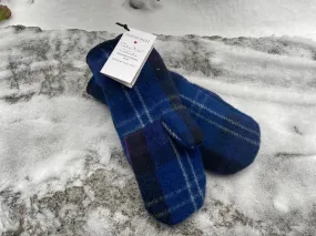 Tartan Mitts Wool - Blue & Purple