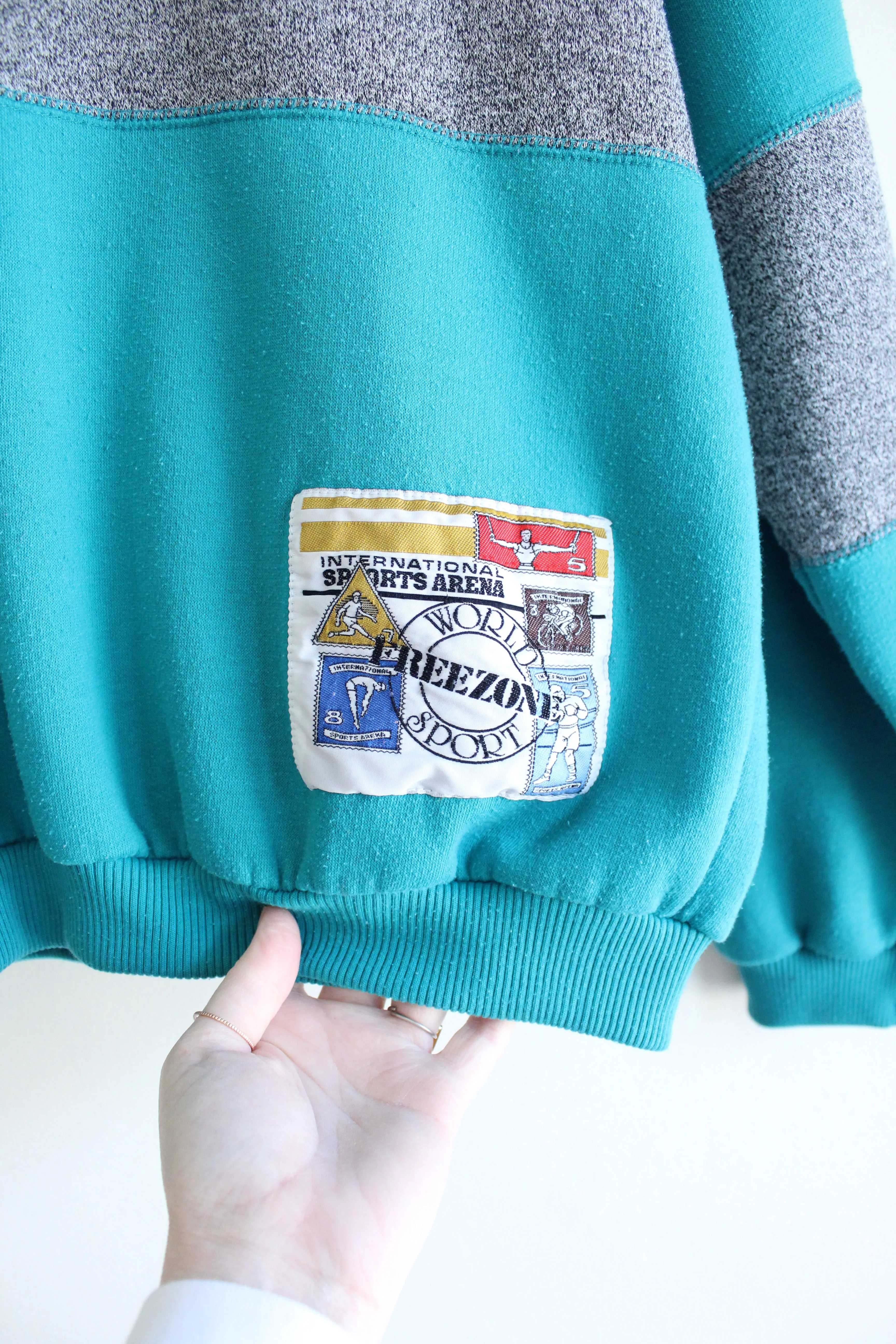 Teal Henley Vintage Sweatshirt