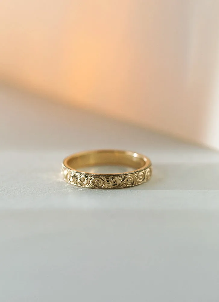 The gent blake scroll ring 14k gold