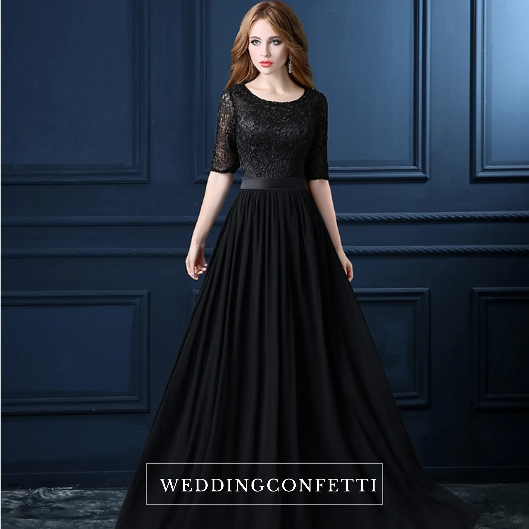 The Georgio Black Long Sleeves Gown