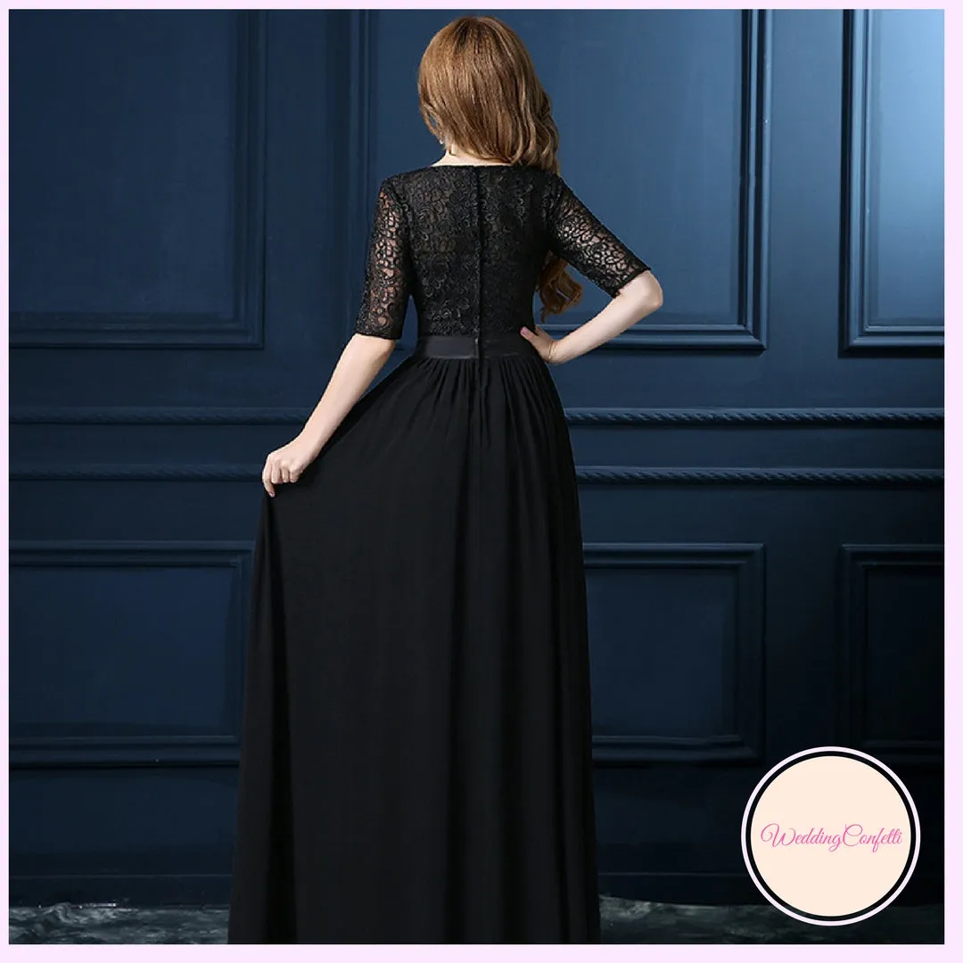 The Georgio Black Long Sleeves Gown