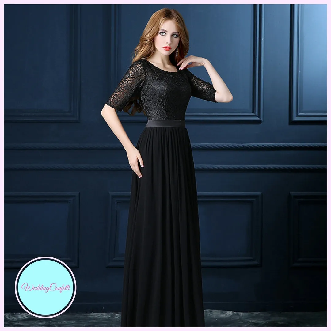 The Georgio Black Long Sleeves Gown