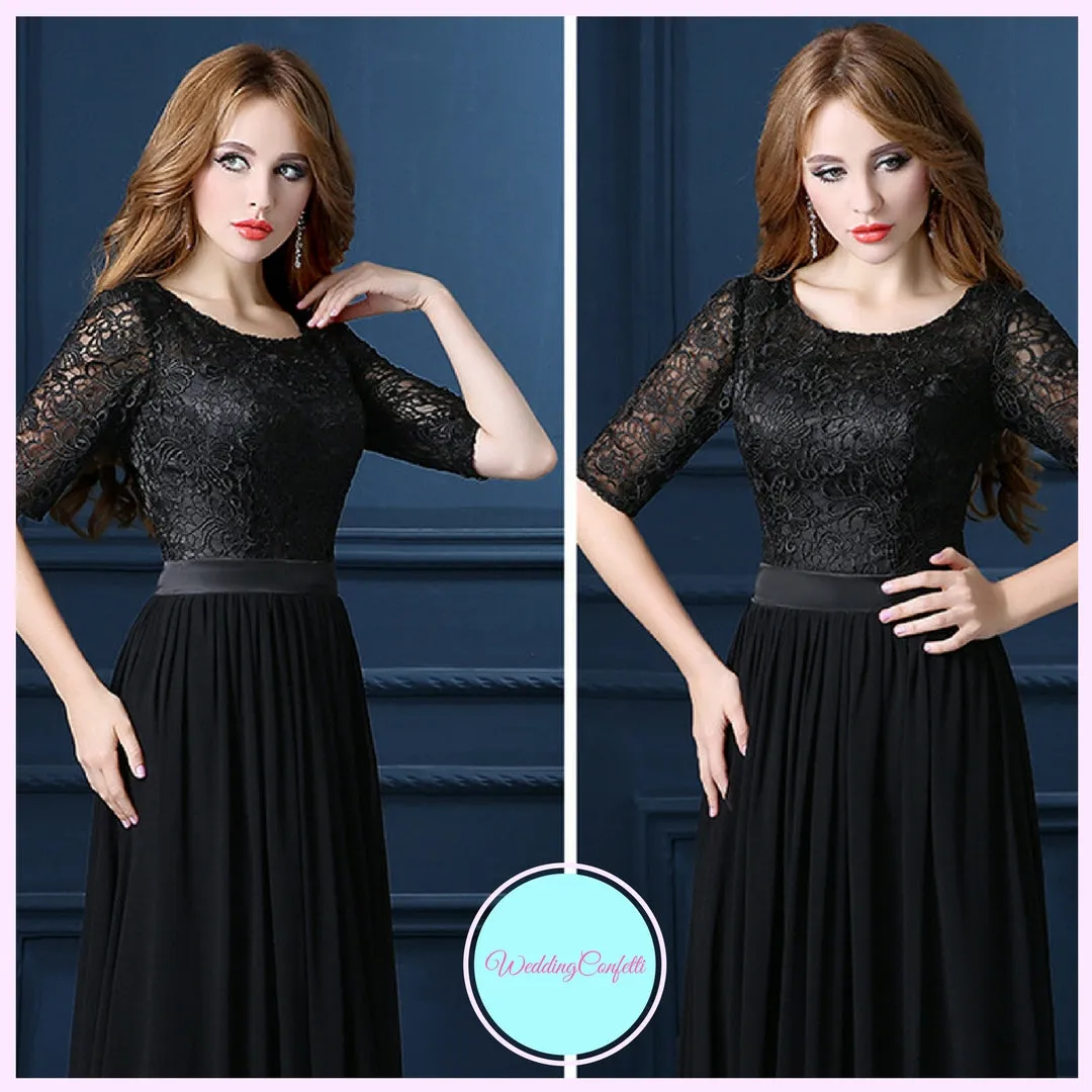 The Georgio Black Long Sleeves Gown