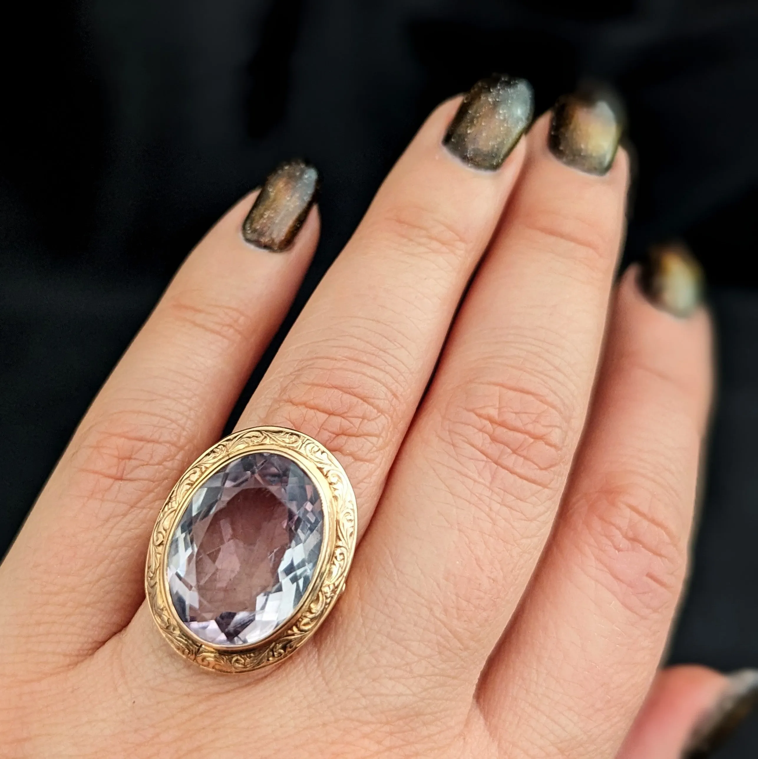 The Litchfield - Antique Amethyst Rose Gold Cocktail Ring