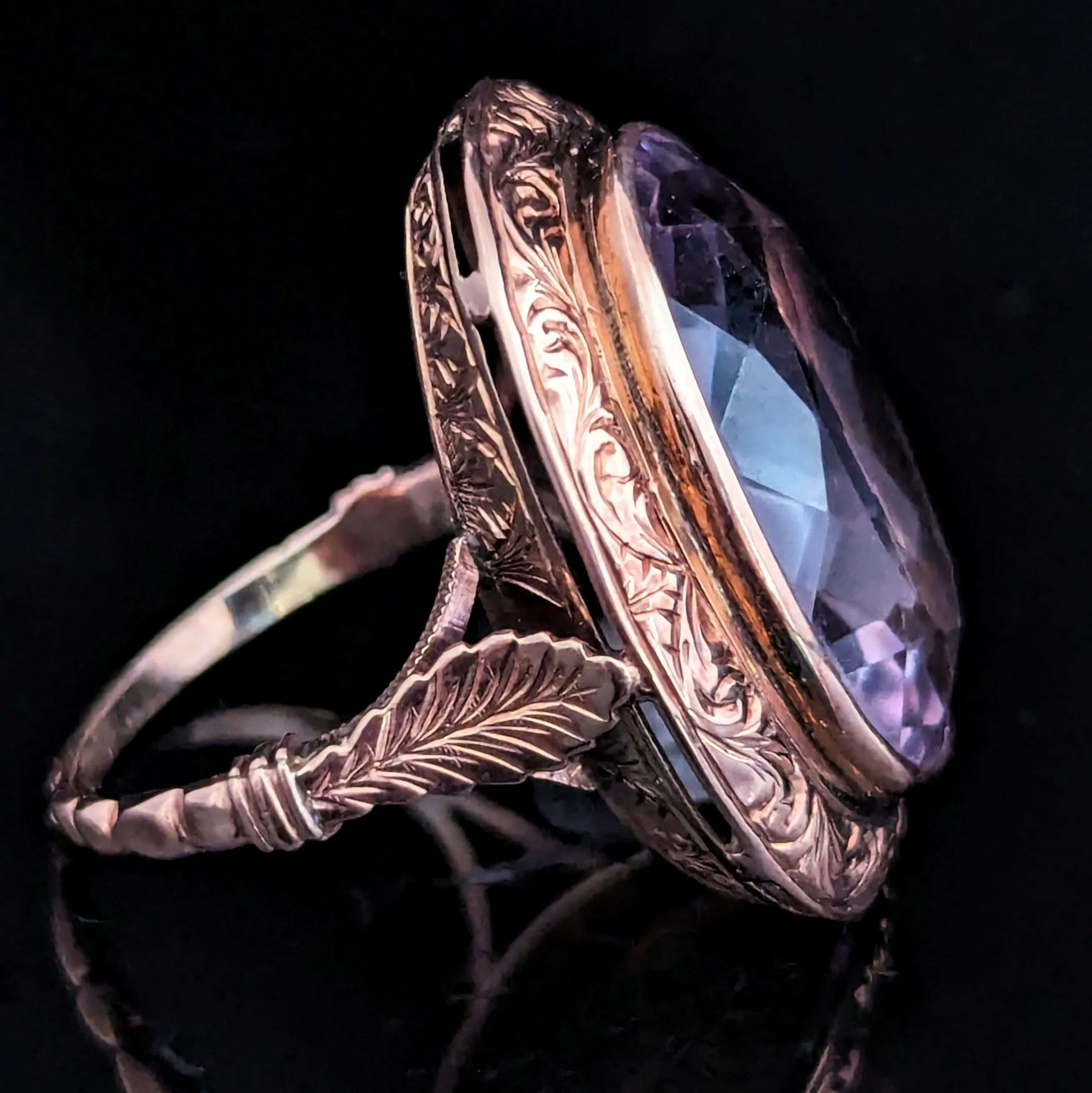 The Litchfield - Antique Amethyst Rose Gold Cocktail Ring