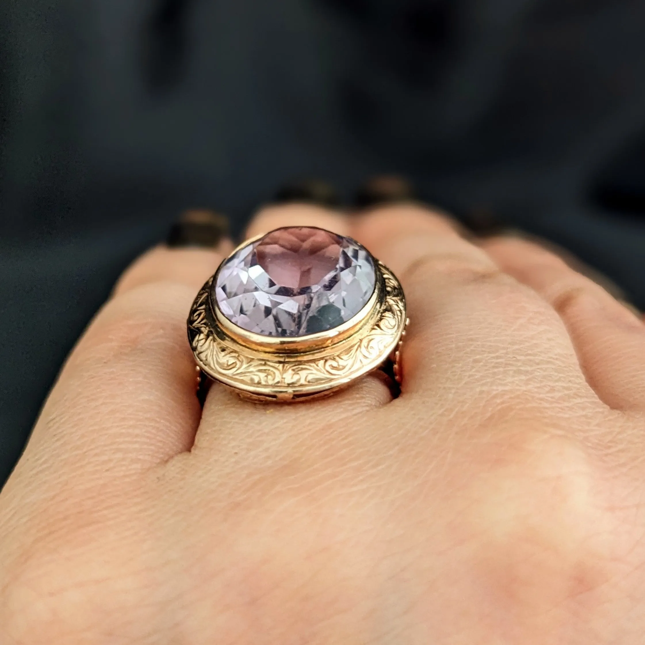 The Litchfield - Antique Amethyst Rose Gold Cocktail Ring