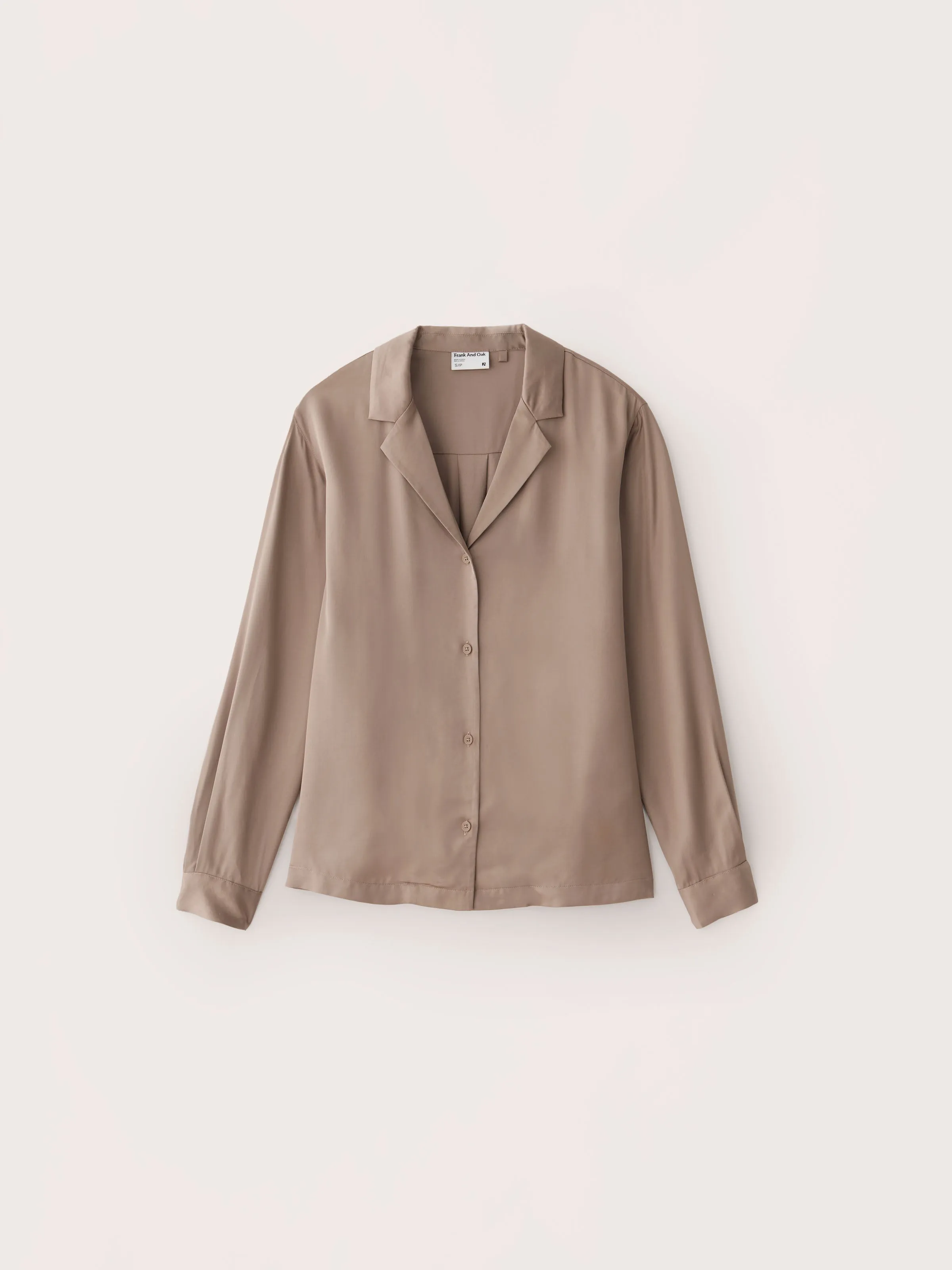 The Satin Camp Collar Blouse in Champagne