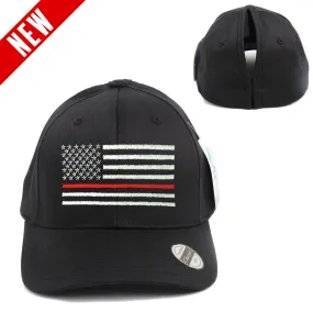 Thin Red Line Flag Ponytail Spandex Headband Hat