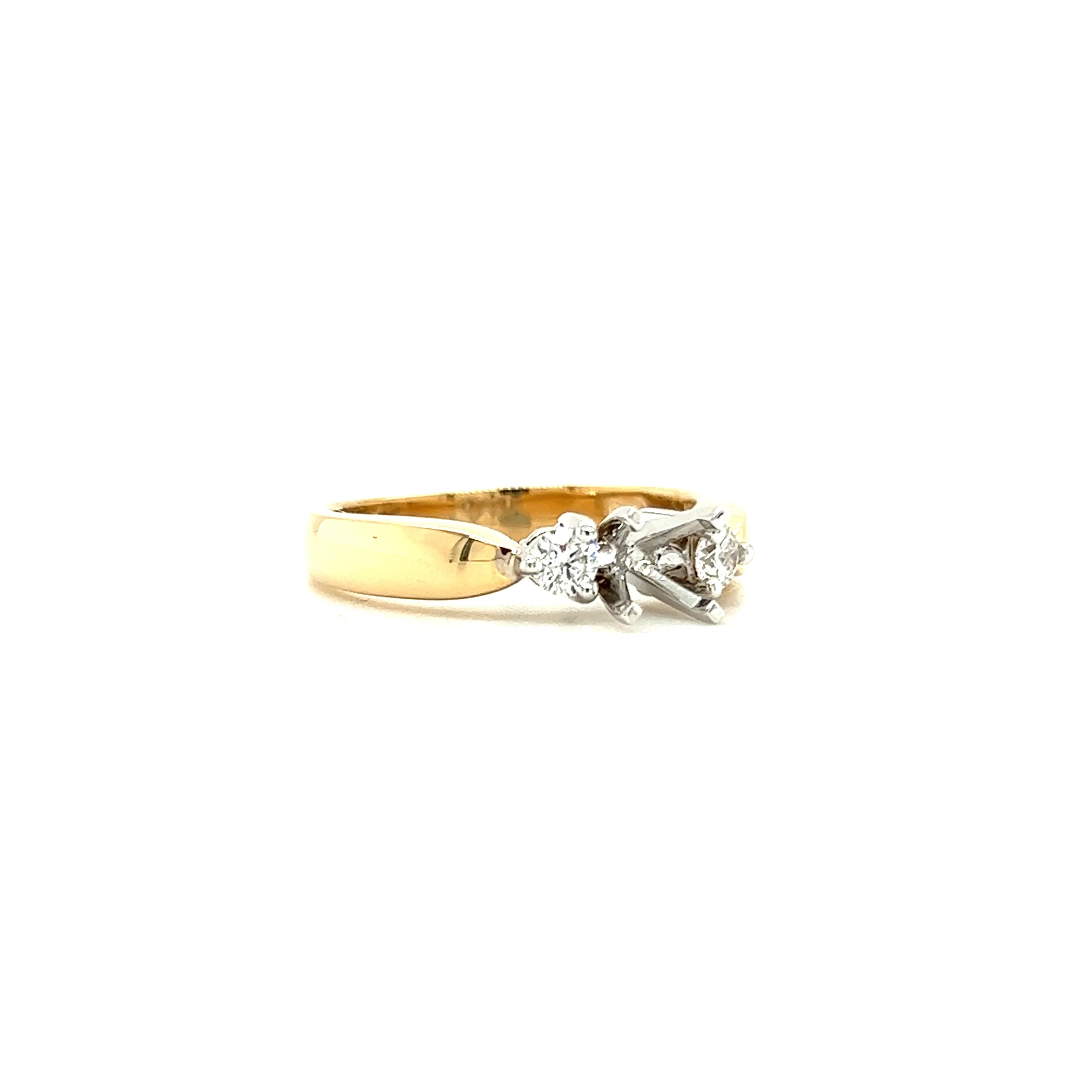 Three Stone Ring Setting with 0.2ctw of Diamonds in 14K Yellow Gold