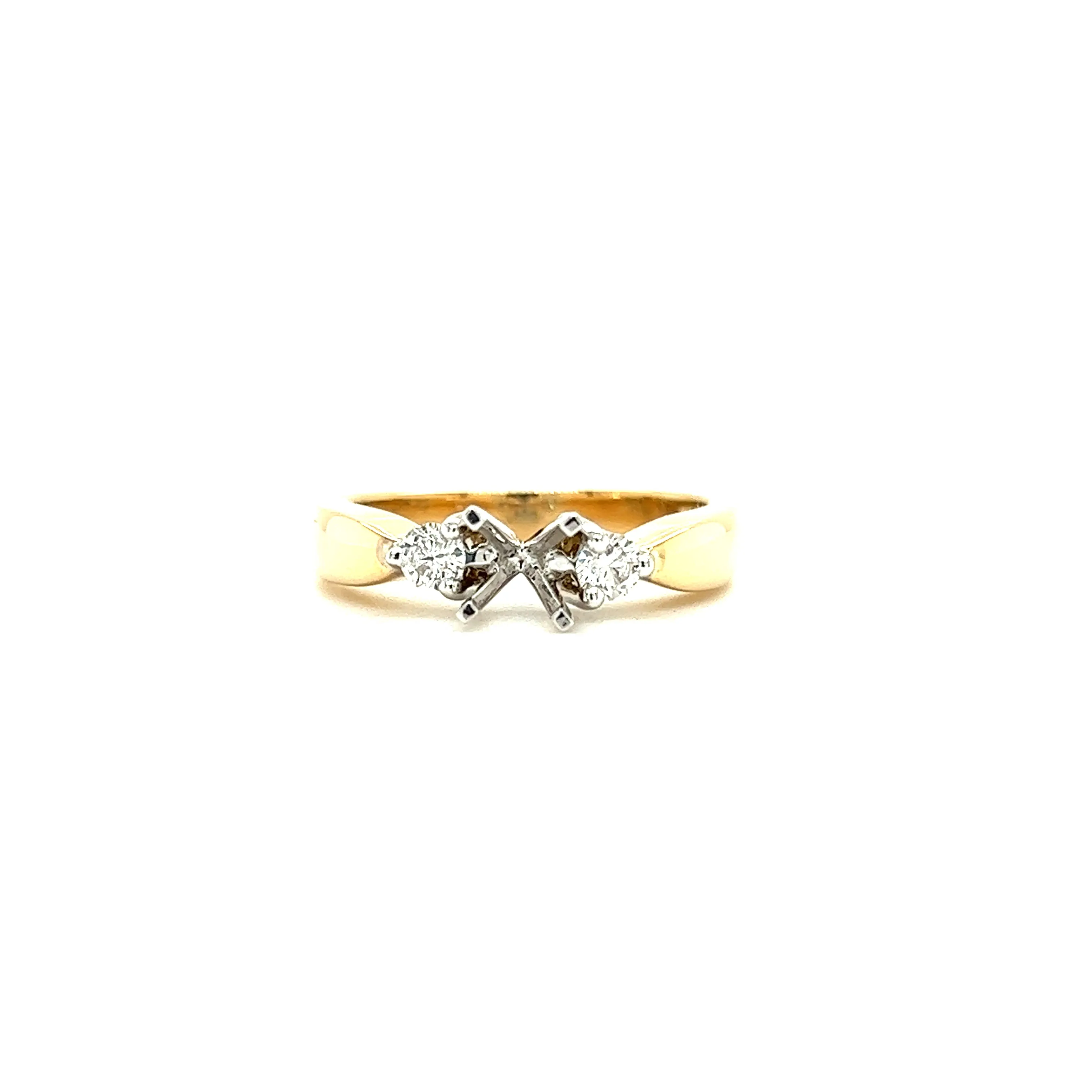 Three Stone Ring Setting with 0.2ctw of Diamonds in 14K Yellow Gold