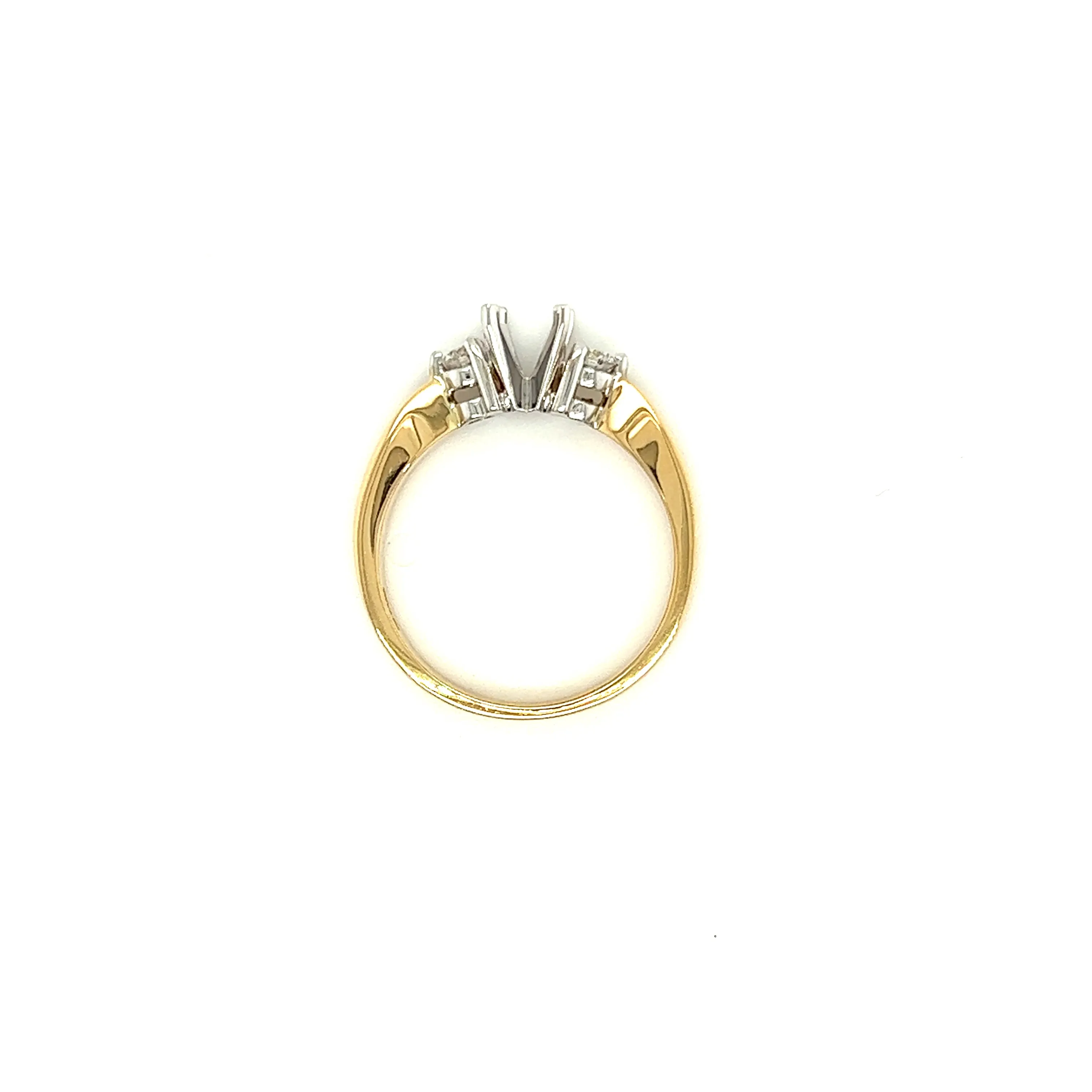 Three Stone Ring Setting with 0.2ctw of Diamonds in 14K Yellow Gold