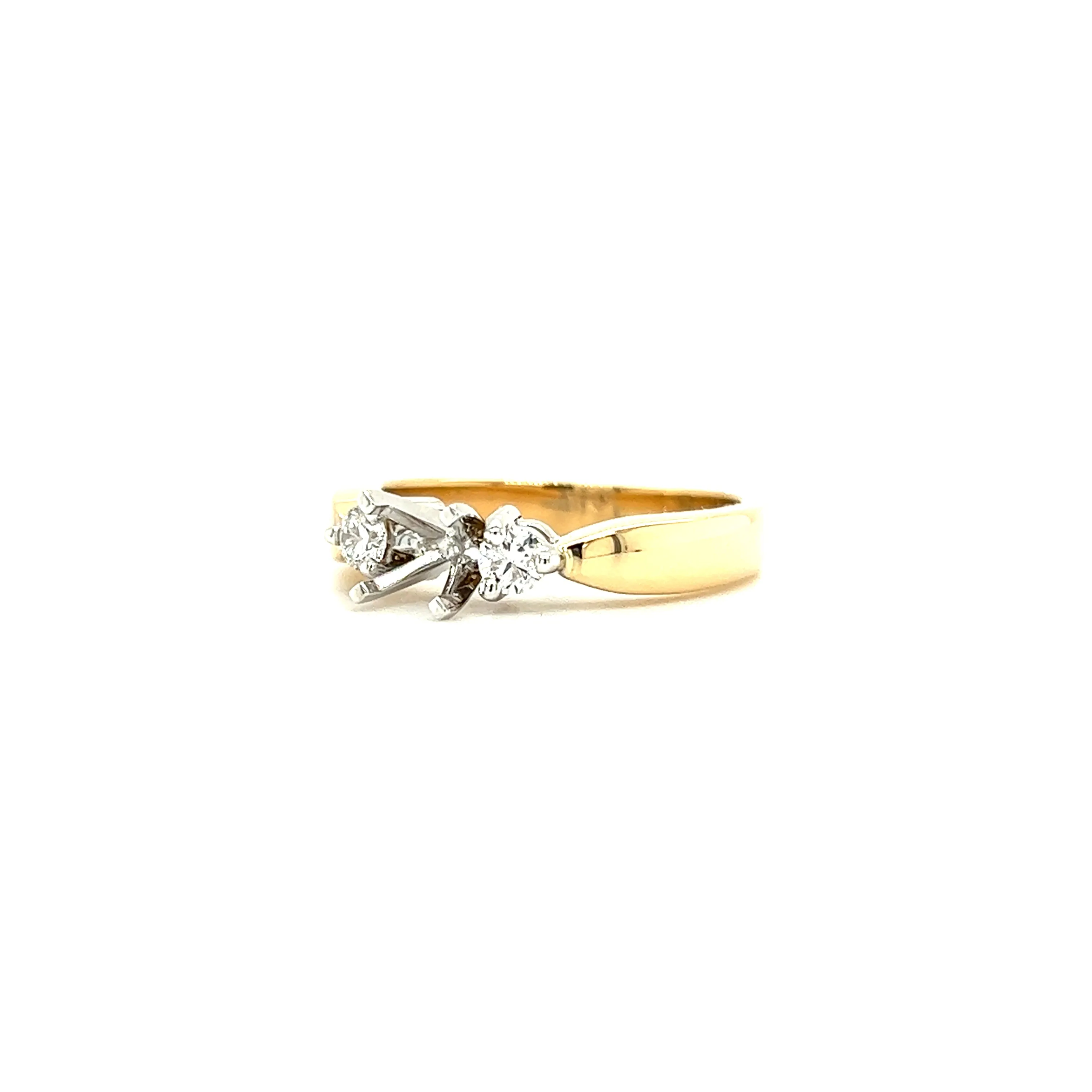 Three Stone Ring Setting with 0.2ctw of Diamonds in 14K Yellow Gold