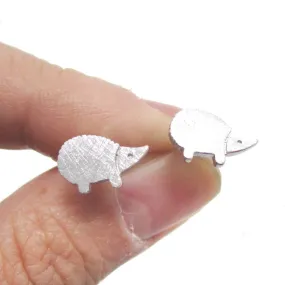 Tiny Hedgehog Animal Shaped Stud Earrings in Silver | DOTOLY