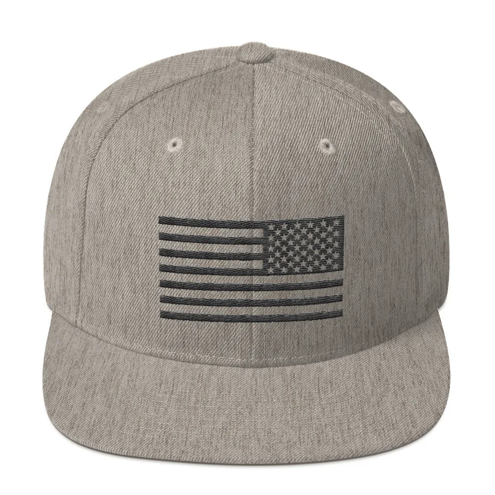 US Flag Stencil black Snapback Hat