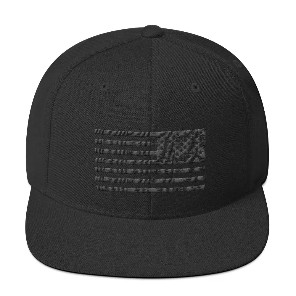 US Flag Stencil black Snapback Hat