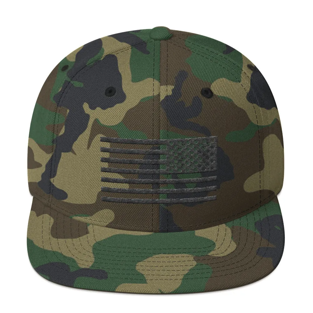 US Flag Stencil black Snapback Hat