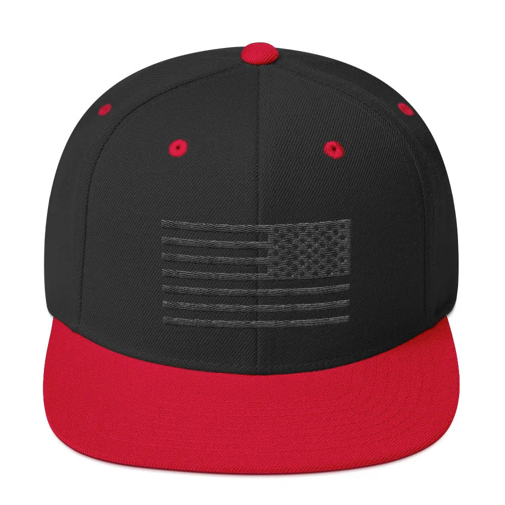 US Flag Stencil black Snapback Hat