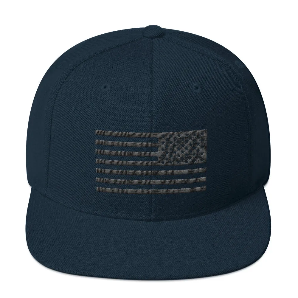 US Flag Stencil black Snapback Hat