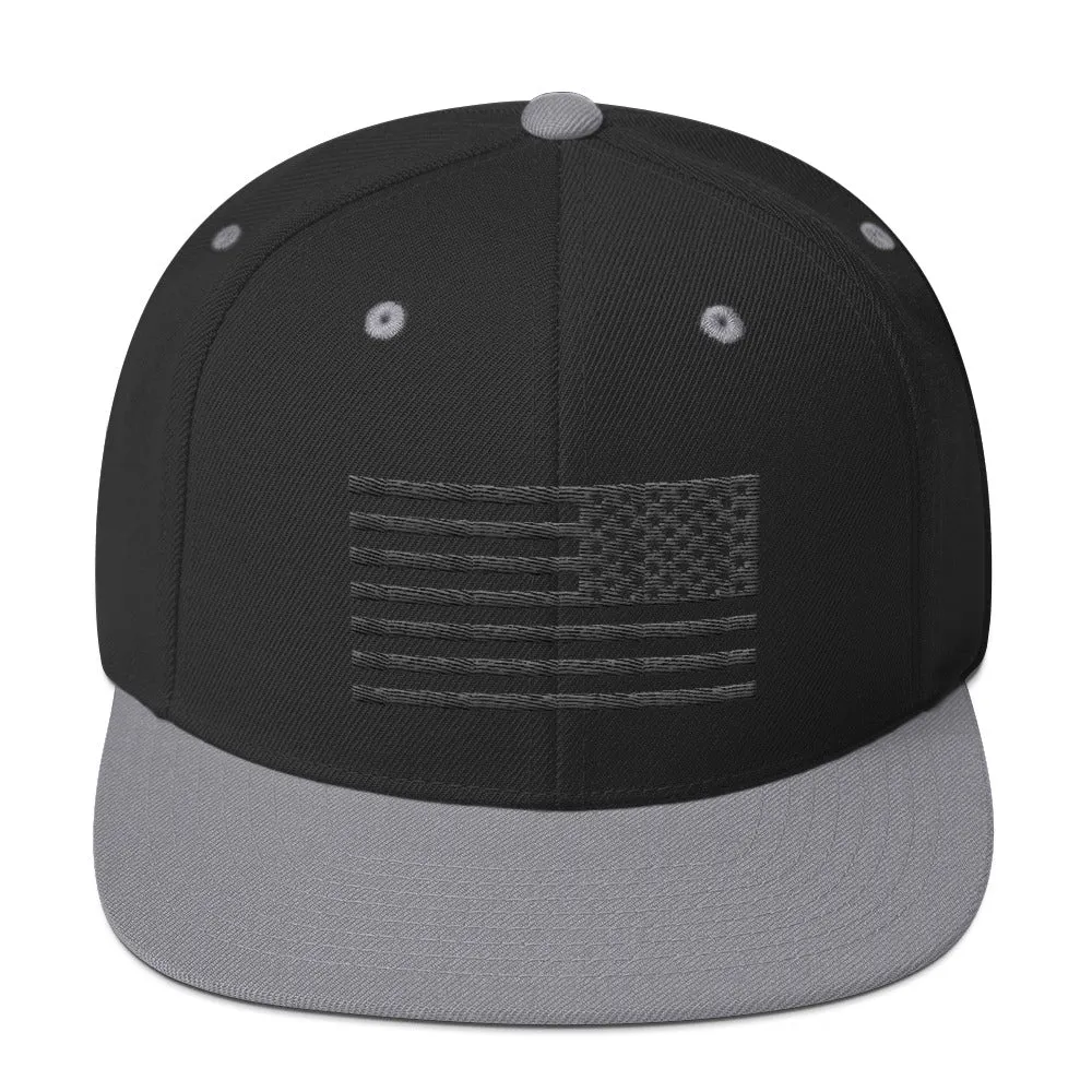 US Flag Stencil black Snapback Hat