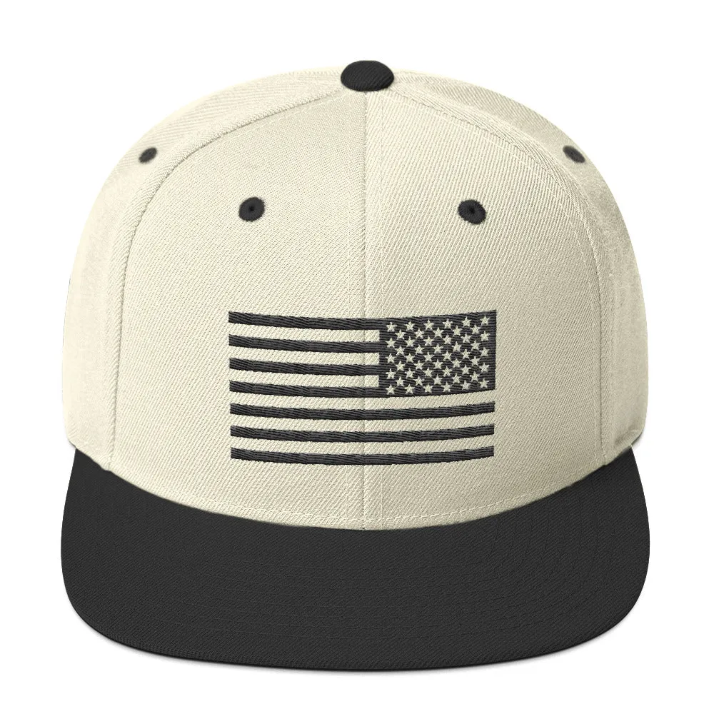 US Flag Stencil black Snapback Hat