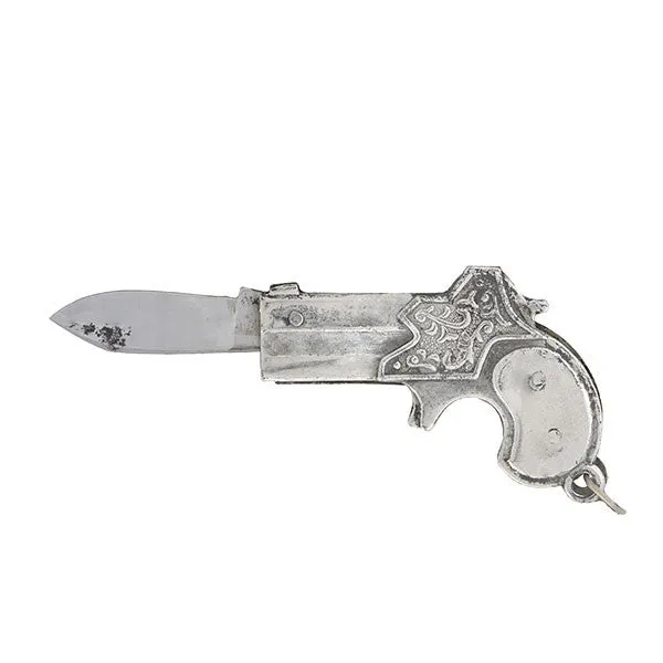 Victorian Silver Plated Pistol Pocketknife Fob