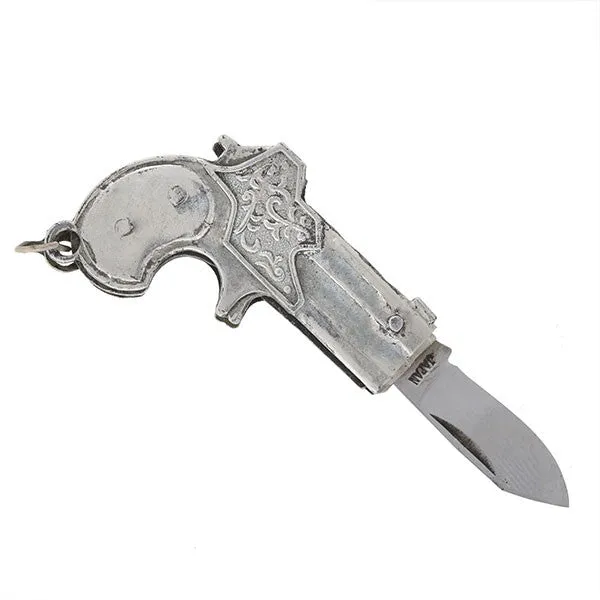 Victorian Silver Plated Pistol Pocketknife Fob