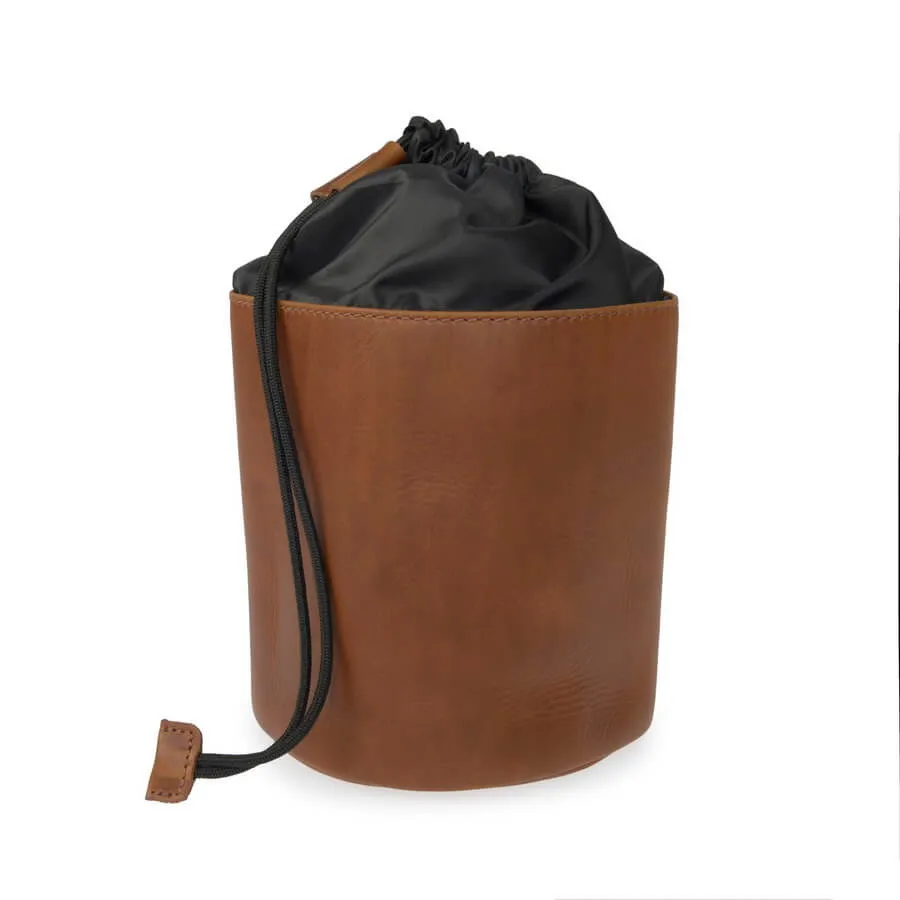 Vida Luxe Drawstring Leather Wash Bag