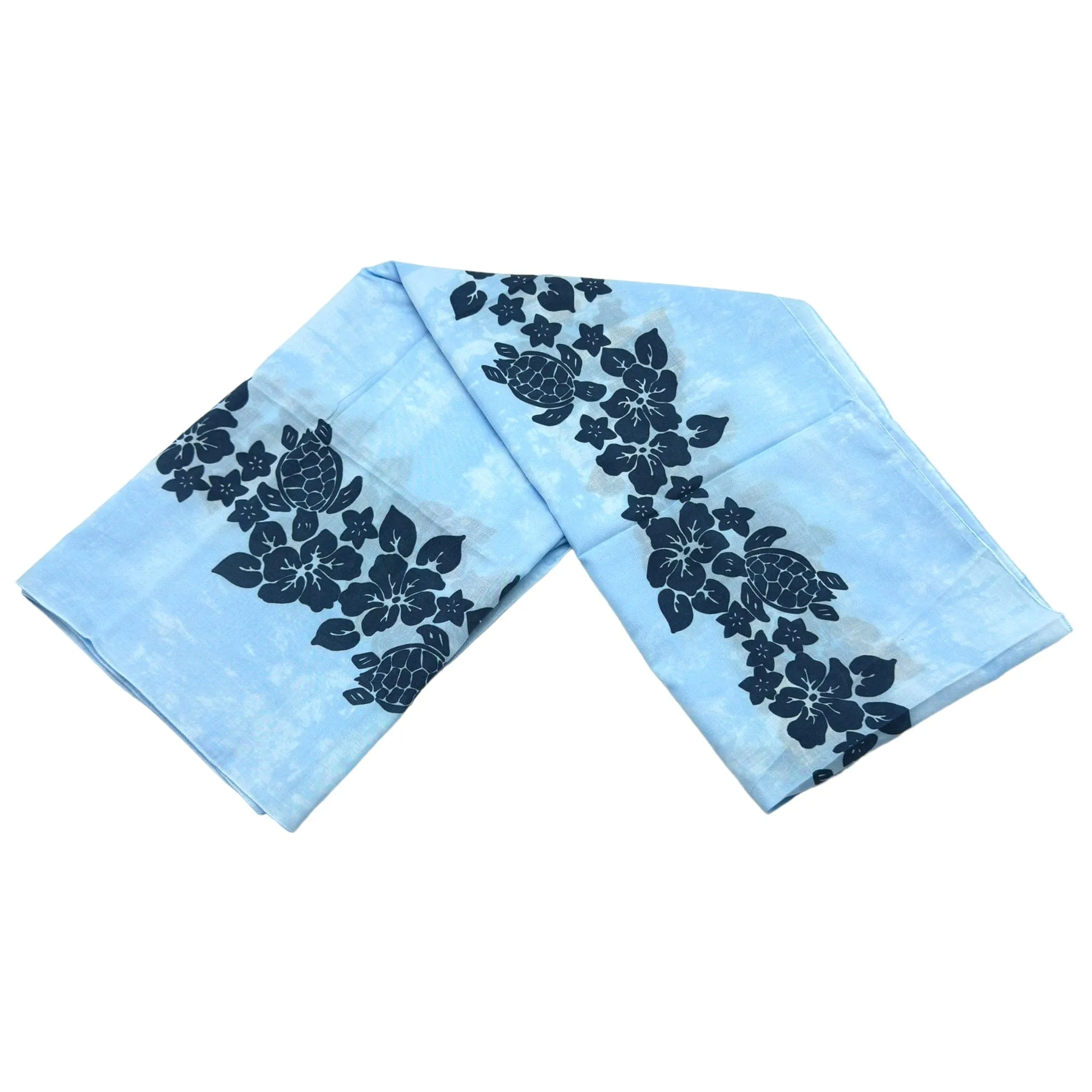 VILEBREQUIN Tropical Flowers & Sea Turtle Motif Wrap/Pareo - Light Blue New w/Tags