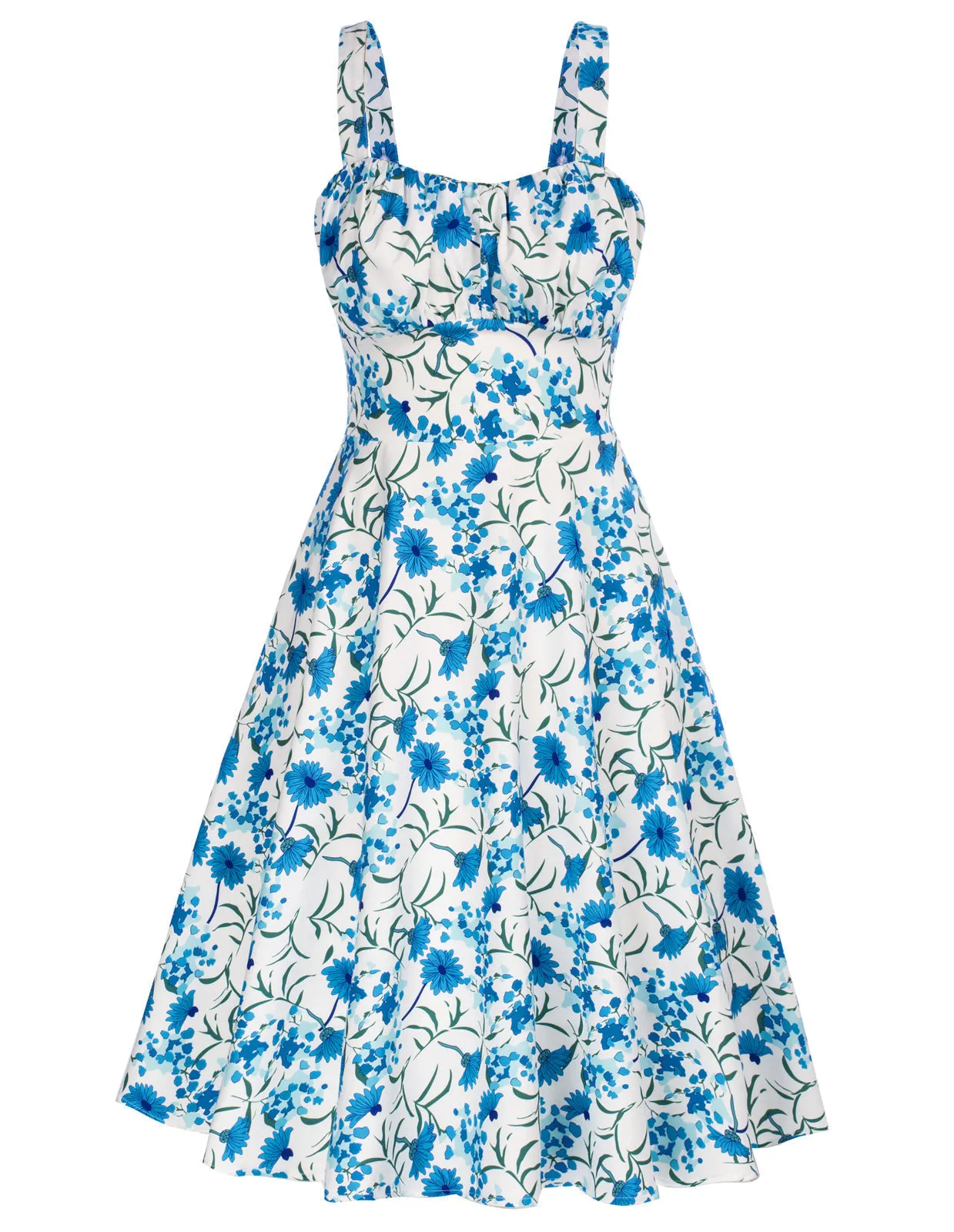 Vintage Floral Two-Way Dress Ruched Bodice A-Line Dress