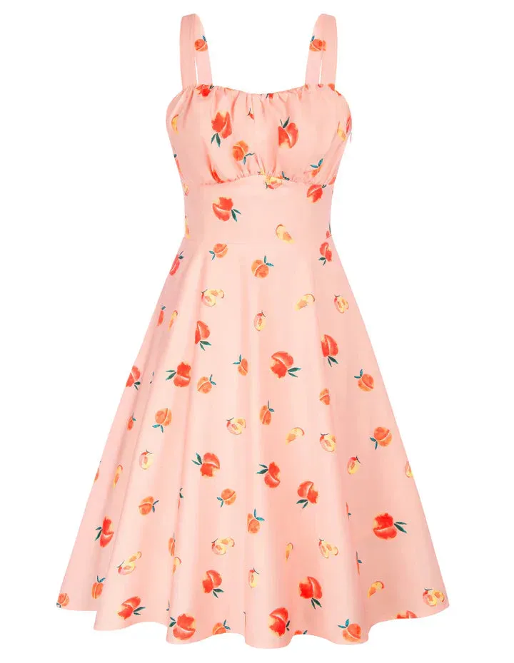 Vintage Floral Two-Way Dress Ruched Bodice A-Line Dress