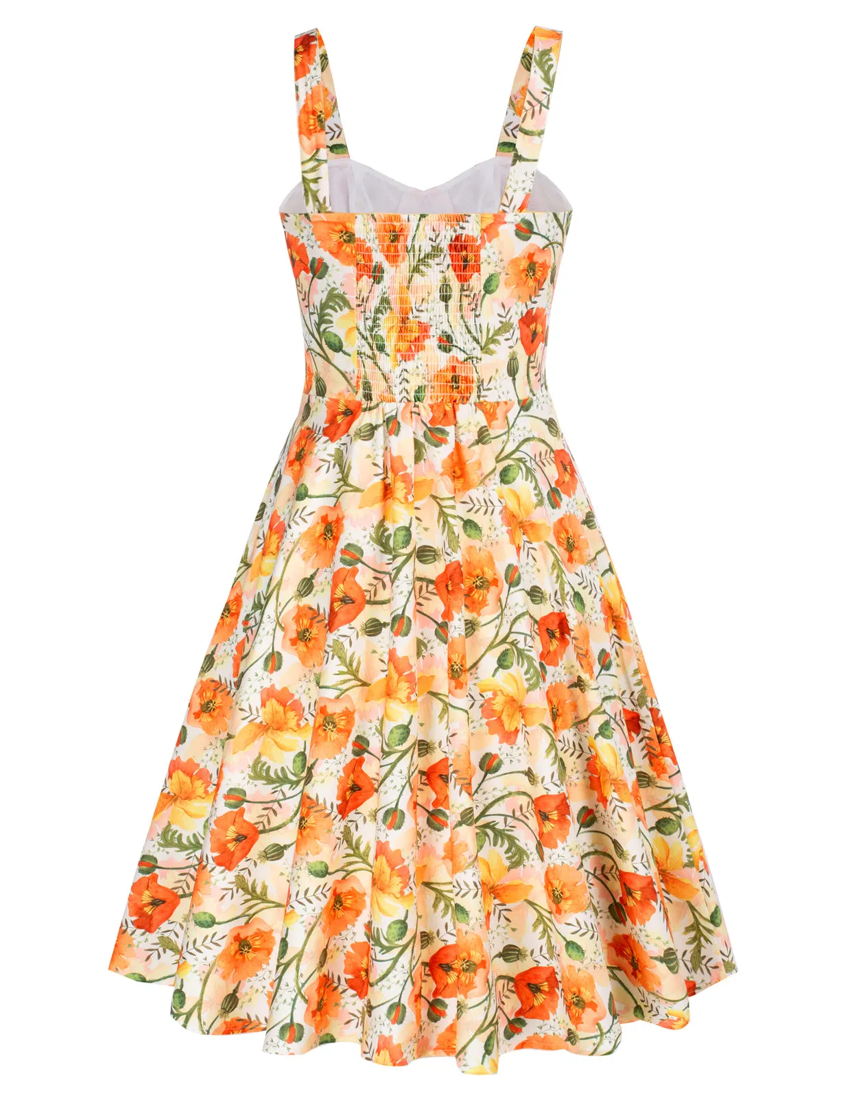 Vintage Floral Two-Way Dress Ruched Bodice A-Line Dress