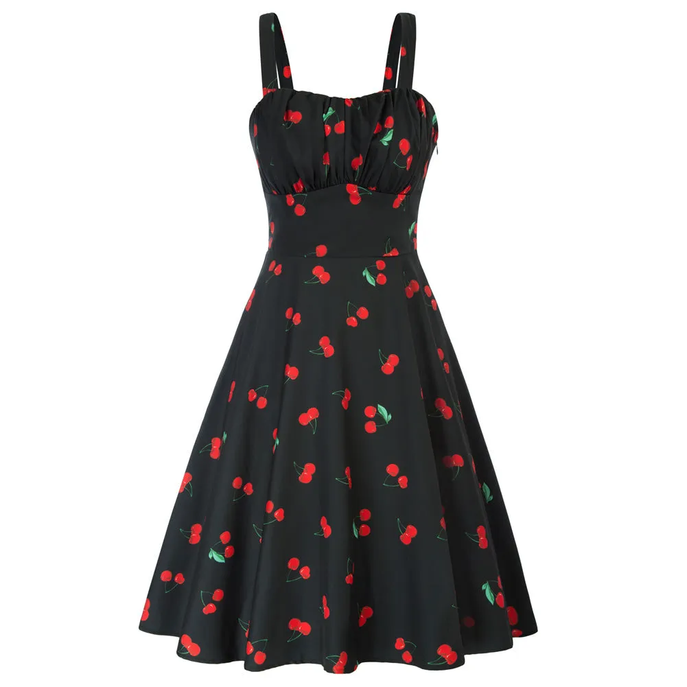 Vintage Floral Two-Way Dress Ruched Bodice A-Line Dress